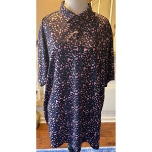 Walter Hagen Mens XL Golf Polo Shirt Navy Pink Novelty Print Golf Cart Trophy